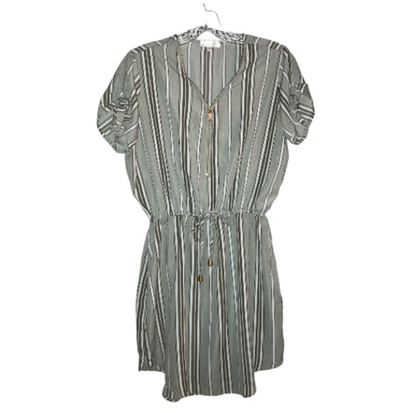 Stella Tweed Women’s Vertical Green Striped Dress with Zipper Neckline | Size M - Picture 1 of 10